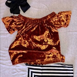 Burnt orange off shoulder top
